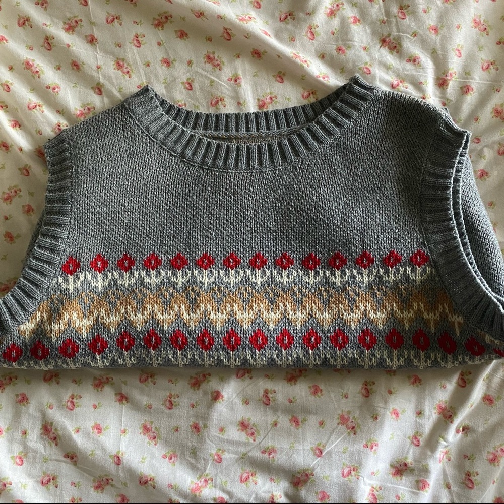 Gray with flowers sweater vest